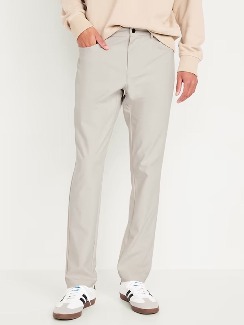 Men's Classic Straight Dress Pants in Light Beige/ Cream